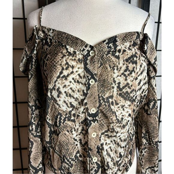 Molly Green Snakeskin Print Button Up Blouse - Picture 3 of 7